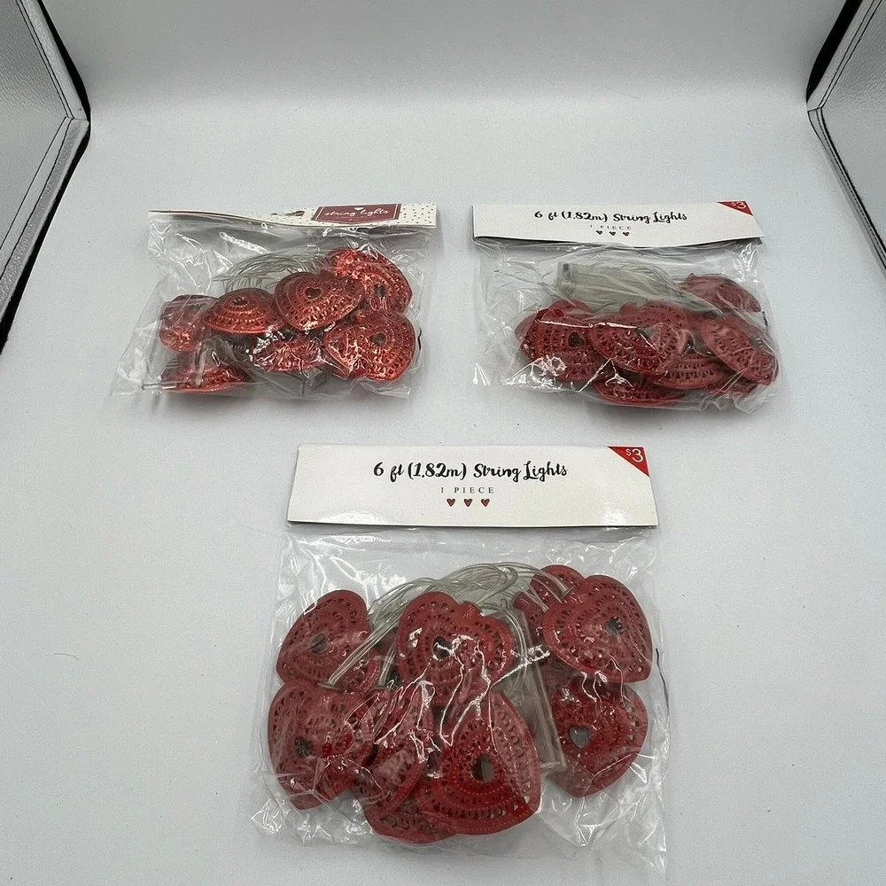 Target Heart String Lights Valentine 6ft Red New 3 Sets Filigree LED